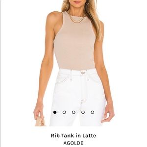Agolde Rib Tank Top in Latte